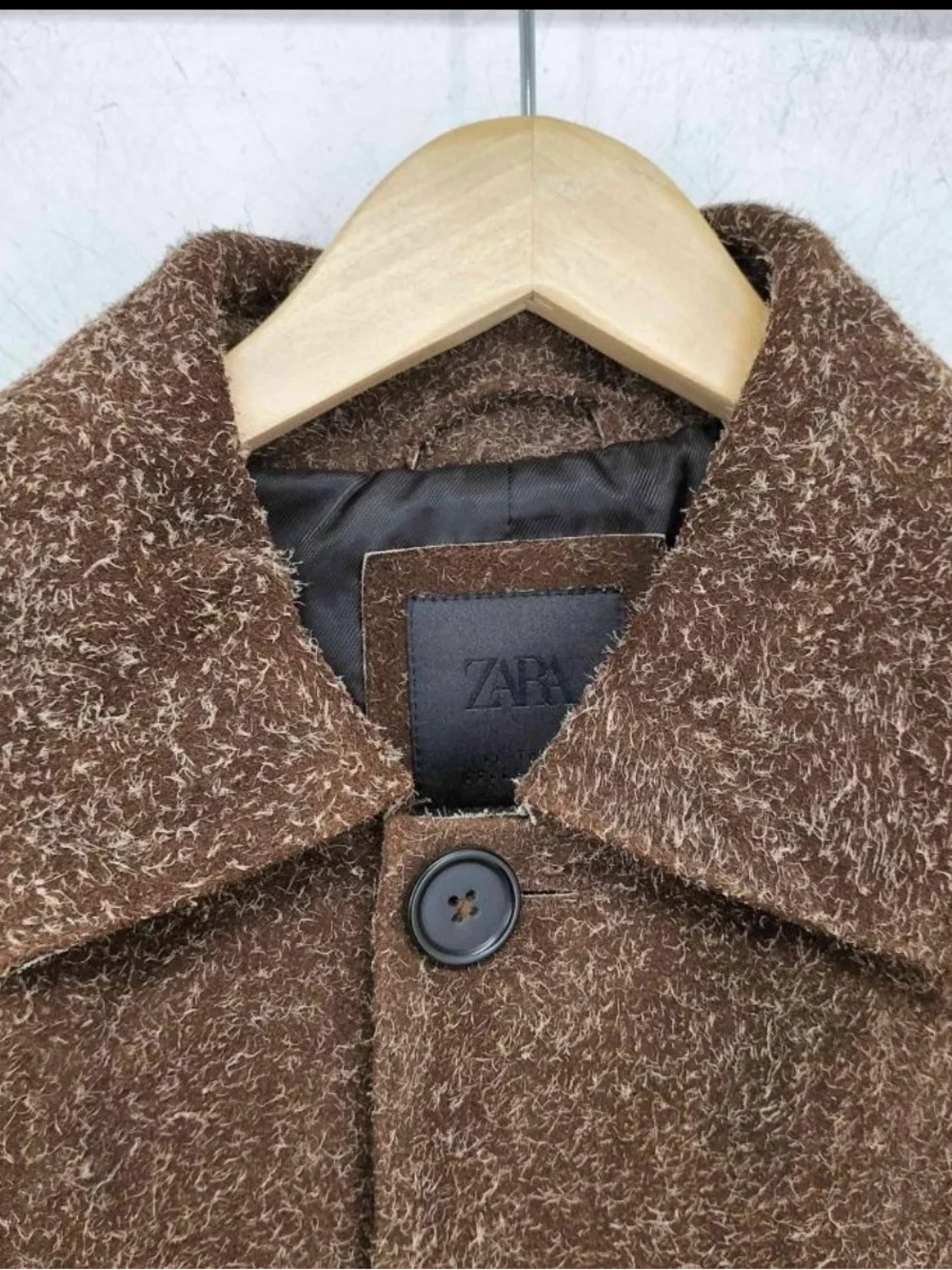 Zara Cropped Brushed Suede Leather Jacket Clay Brown